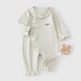 thumbnail image 2 of KPOPLK Infant Baby Girl Pajamas One Piece Girls Button Down Long Sleeve Footless Sleepers for 0 3 6 9 12 18 Months Size 0-3 Months,Light Gray, 2 of 4