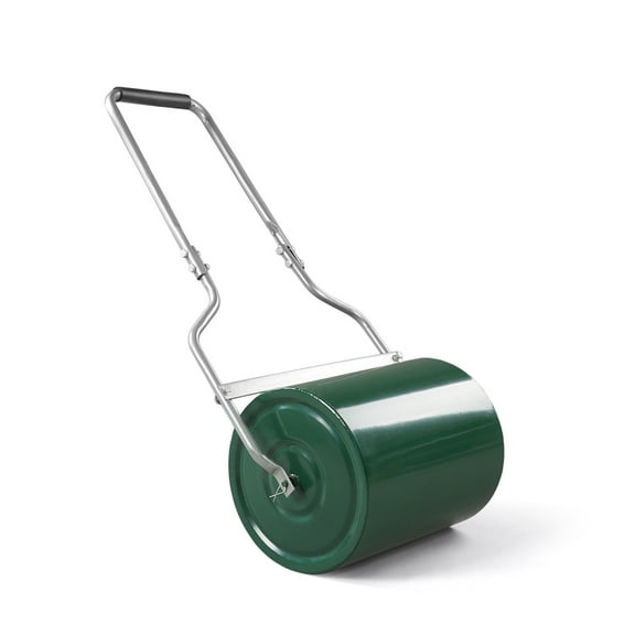 Zimtown 24in Steel Lawn Roller, Fillable with Water or Sand, U-Shaped Handle for Lawn Care, Green & Black
