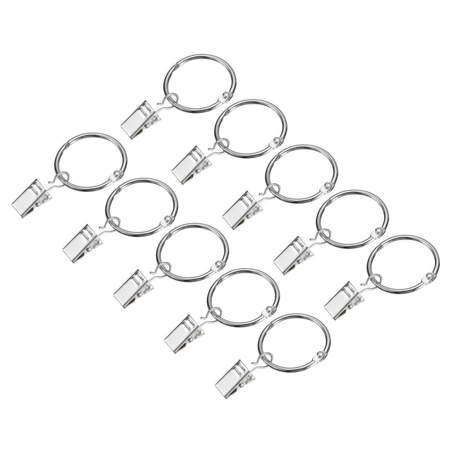 Unique Bargains Curtain Rings with Clips, 14pack Drapery Curtain Clip Rings, 1.5 Inch Curtain Clip Rings Hooks (Silver)