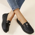 thumbnail image 5 of Willtoo Womens Wide Toe Loafers Slip On Casual Platform Walking Shoes Metal Buckle Lightweight Comfort Daily Work Loafers, 5 of 6