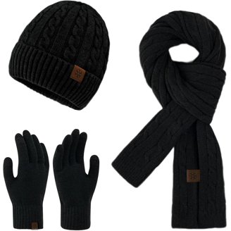 Juicy Couture Womens Cable Knit Hat, Gloves & Scarf 3-Piece  display picture 1