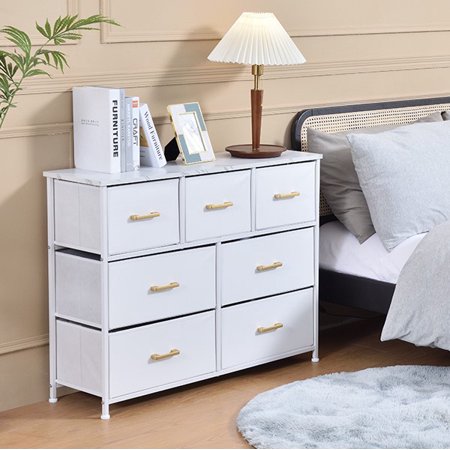 Bigroof Dresser Chest for bedroom Easy to Assemble with Artificial Leather Storage Tower Living Room for Closet Entryway Hallway Nusery Kids Bedroom Modern Sturdy Steel Frame TV Stand