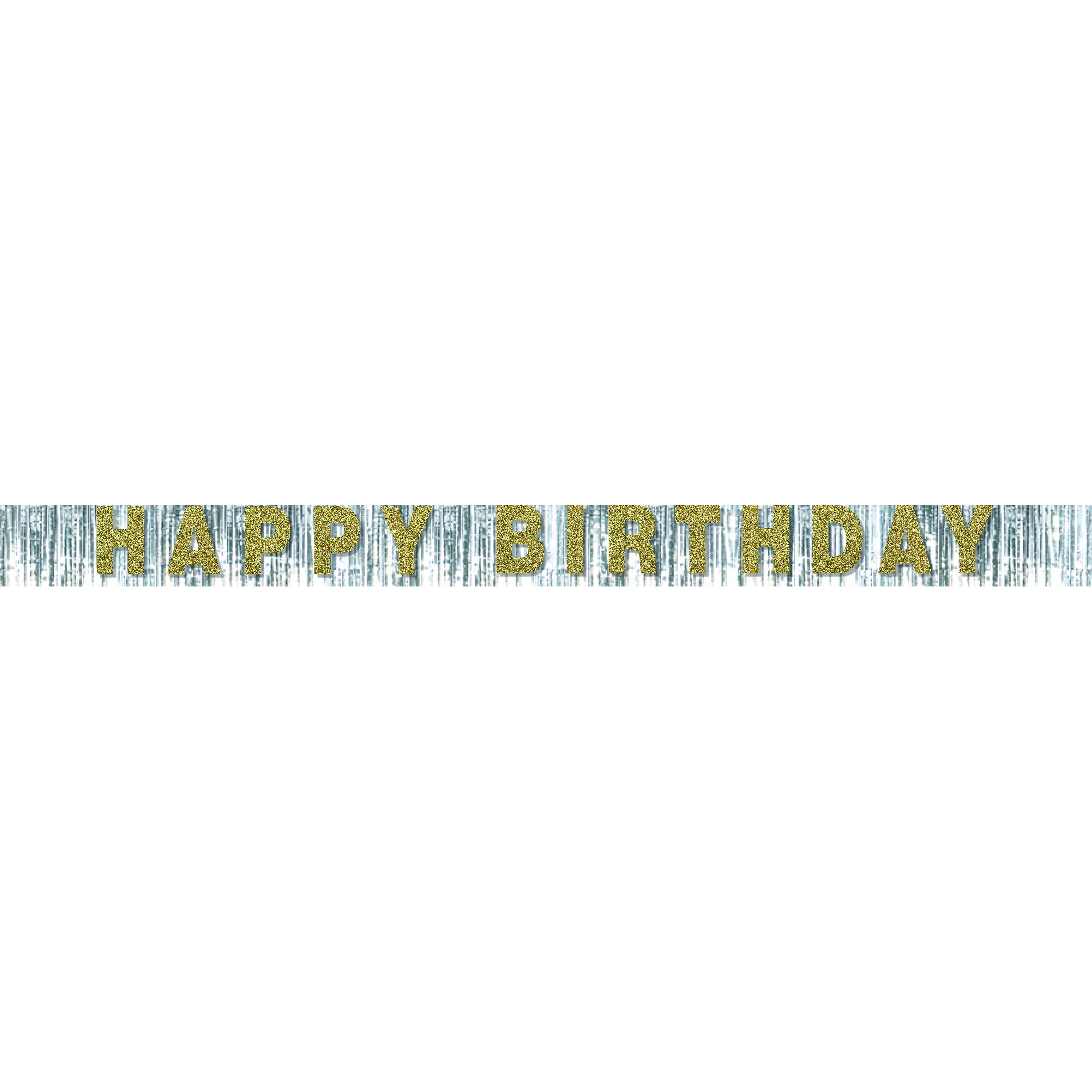 Way to Celebrate Foil Fringe Silver & Gold Happy Birthday Party Banner, 7ft, 1ct