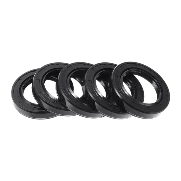 Sello de aceite universal Unique Bargains TC de doble labio con resorte de acero, anillo de sello de eje rotativo 38x58x10mm, caucho nitrilo negro de alta presión, 5 piezas