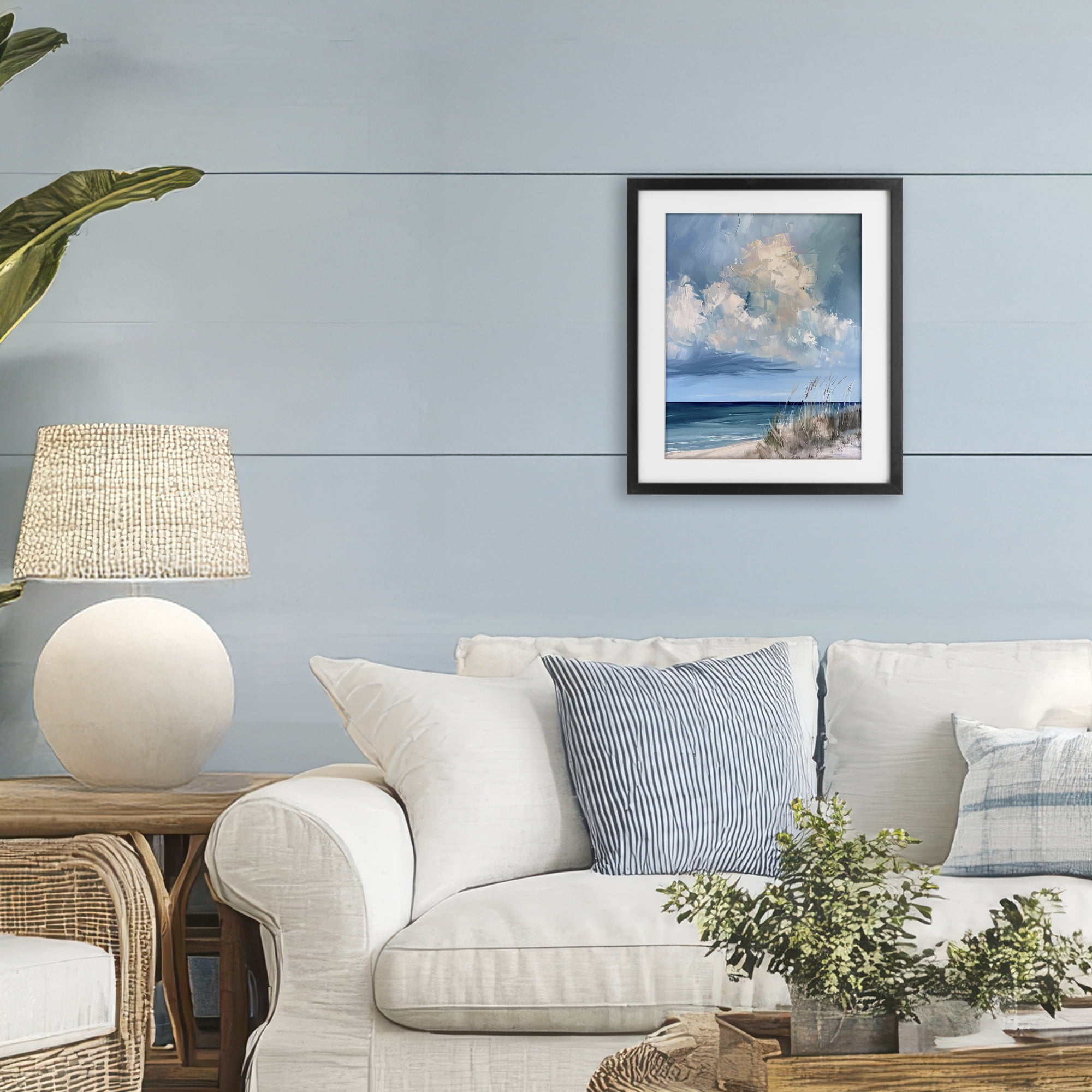 Stupell Industries A Storm Is Coming on Beach Black Framed Print Under Glass, design by Petal Prints Design