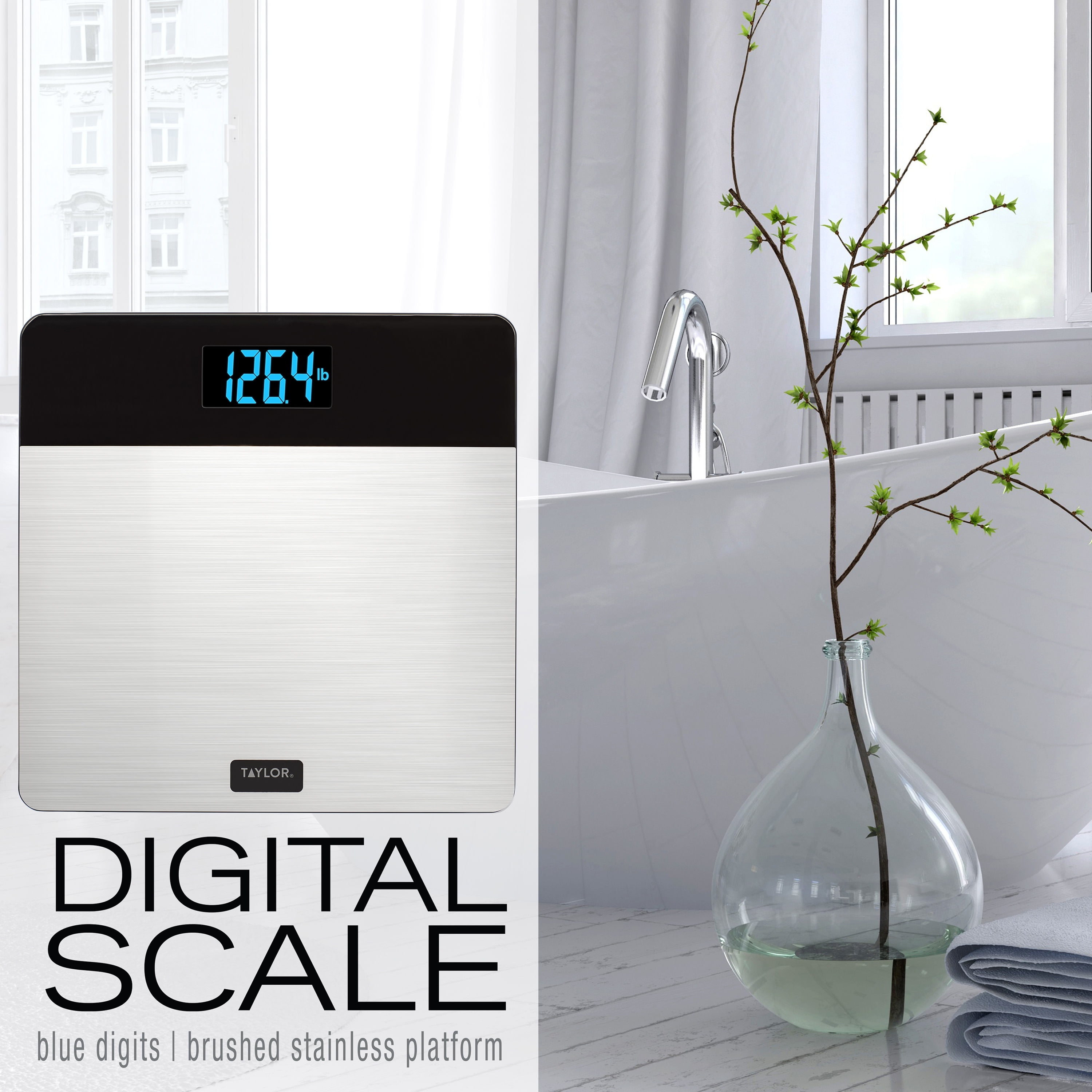 Taylor Digital Bathroom Textured Stainless Steel Scale