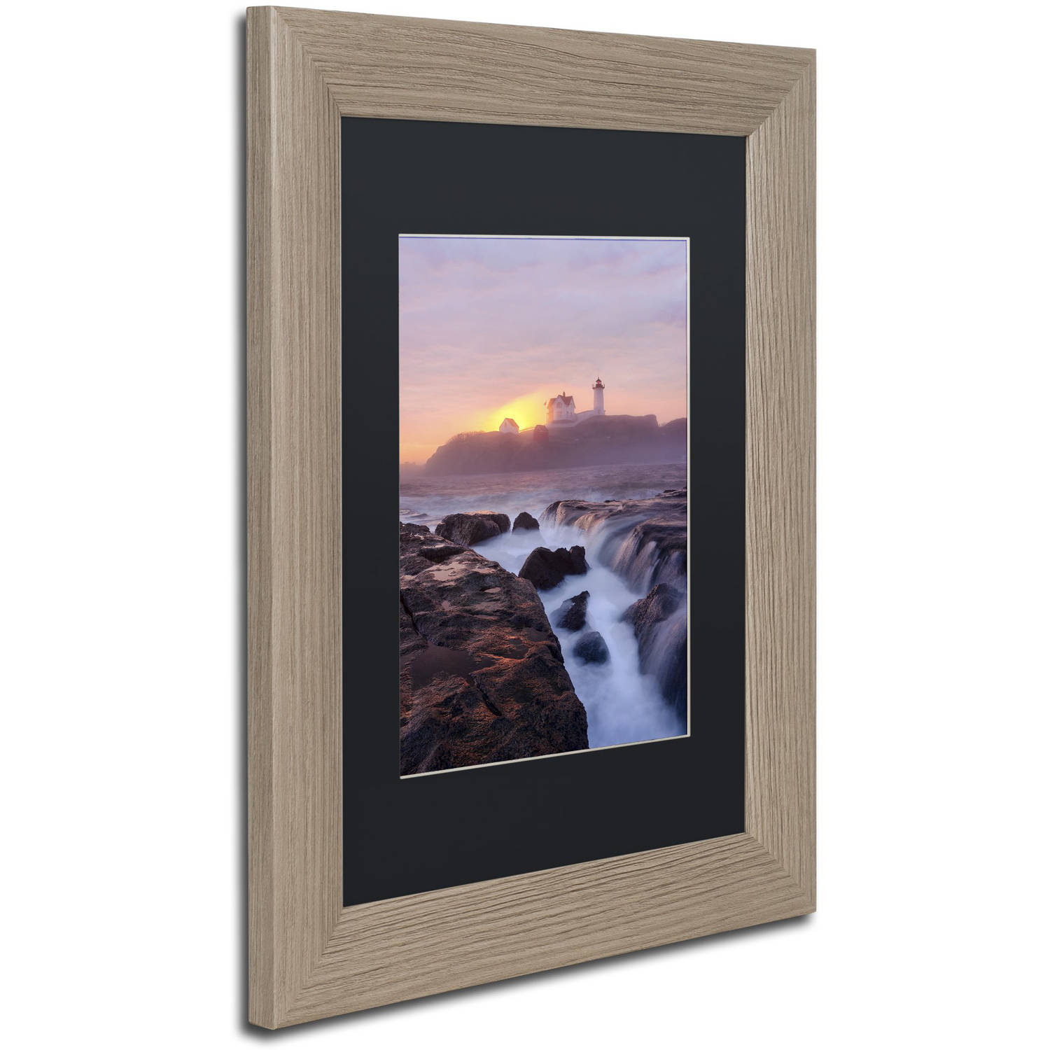 Trademark Fine Art "Lighthouse On Fire" Canvas Art by Michael Blanchette Photography Black Matte, Birch Frame