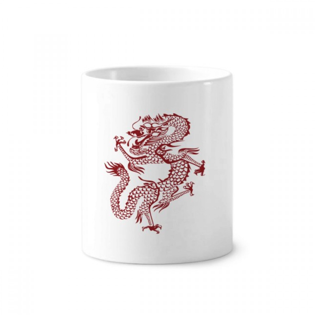 Dragón Chino retrato animal Titular de cepillo de dientes de cerámica taza de regalo pluma blanco taza 350ml