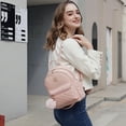 thumbnail image 2 of Minimochila Barsine para niñas, a la moda, de piel a cuadros, rosa, 2 of 7