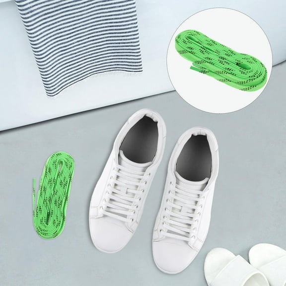 LOLIPPYY 1Pair All-Match Shoelaces Green Waxed Shoe Ties for Durable Use on Hockey and Sports Shoes
