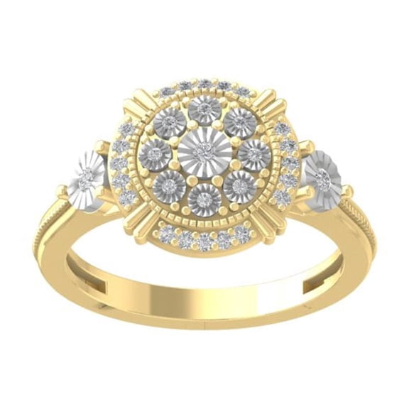 ARAIYA FINE JEWELRY 10K Yellow Gold Miracle Plate Lab Grown Diamond Band Ring (1/5 cttw, VS Clarity, D-F Color) Size 10