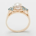 thumbnail image 2 of LBG British Made 18k Rose Gold Cultured Pearl & Blue Topaz Womens Cluster Ring - 33 size options - Size 6.5, 2 of 6