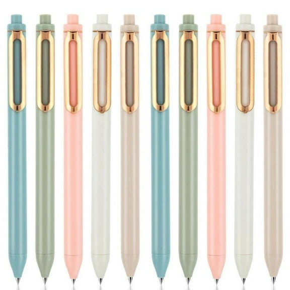 Gel Pens, 10 pcs 0.5mm Retractable Black Ink Fine Point Rolling Ball Gel Pen, Smooth Writing No Bleed for Journaling Note Taking, Home Office Supplies