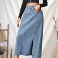 Highwaisted Maxi Skirt Stylish Denim Midi Skirt With Side Slit Design