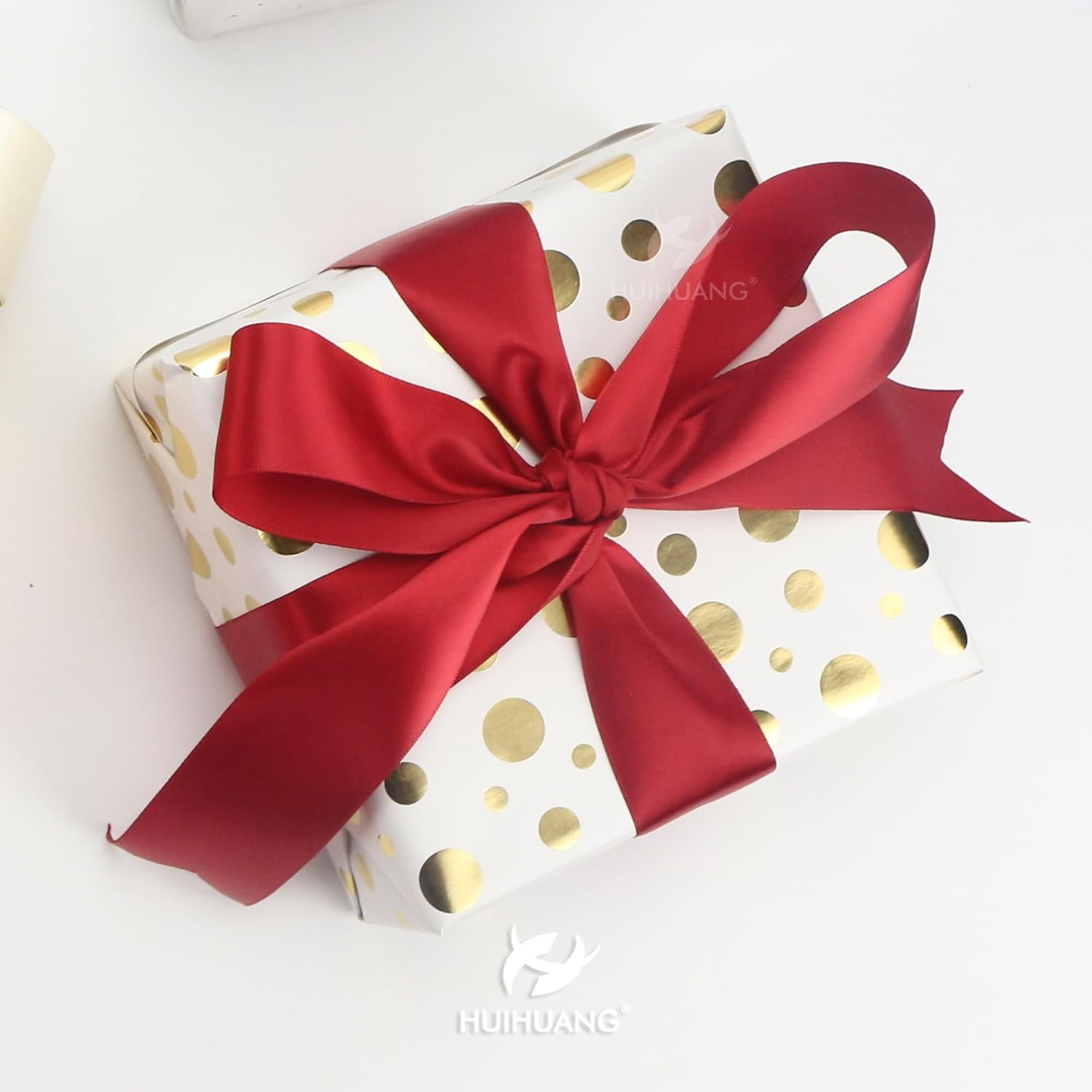Red Ribbon 1-1/2 inch Satin Ribbon, Red Double Faced Satin Ribbon for Christmas Gift Wrapping for Bows Making Floral Bouquet Wedding Christmas Decor Party Favor and Craft Supplies-50 Yards