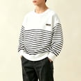 thumbnail image 5 of Atogsazn Toddler Boys Striped Sweater Kids Casual Oversized Long Sleeve Pullover Sweatshirt Fall Winter Tops White 5-6Years Fashion, 5 of 8