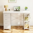 thumbnail image 4 of Casacomoda Computer Desk with Drawers & Storage Shelves, 40 Inch Corner Desk for Home Office Bedroom, Small Teen PC Desks with Fabric Drawer, White, 4 of 8