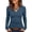 Blue, variant on Womens Slim Knitted Sweaters Cross V Neck Long Sleeve Waist Cinched Solid Color Casual Fall Base Layer Tops