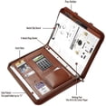 thumbnail image 2 of A4 Portfolio With Handle, Multifunctional Organizer Zipped Folder A4 Document Holder Business Diary For Office Pu Leather - Brown, 2 of 5