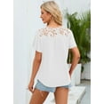 thumbnail image 3 of Fancyglim Women Long Shirt Short Sleeve Casual Plus Size Tops Loose Blouse, White 2XL, 3 of 5