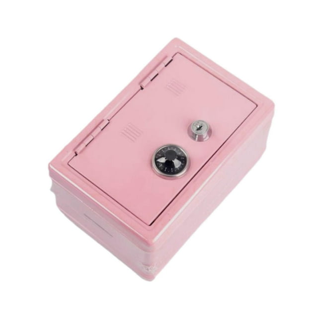 ZheElen Iron Piggy Bank Bank with Lock Pink Home Saving Case Box Storage Money Decor Pink