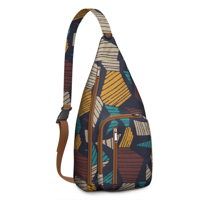 Pop Art Sling Backpack - Colorful Abstract Psychedelic Pattern Shoulder Bag, Fashionable Lightweight Pack