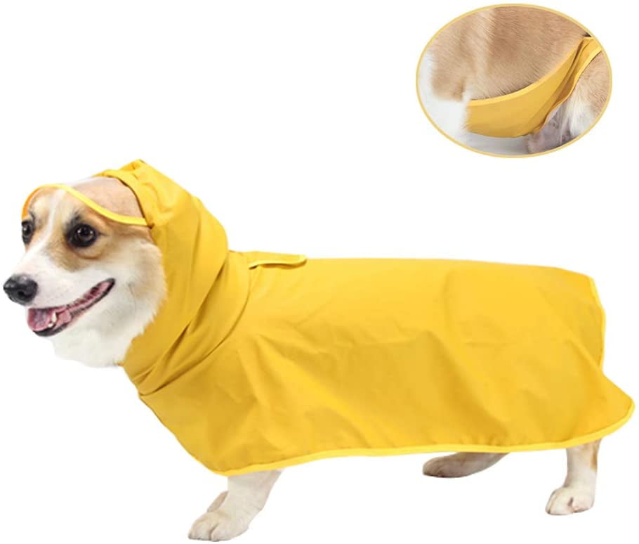 Cutie Pet Dog Raincoat Waterproof Coats Lightweight Rain Jacket Breathable Rain Poncho Hooded Rainwear with Safety Reflective Stripes for Small Dogs 