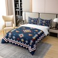 thumbnail image 3 of Erosebridal Aztec 100 Percent Cotton Duvet Cover King,Boho Retro Stripes Bedding Set,Arrow Western PComforter Cover,Southwest Vintage Geometric Pattern Bed Sets with 2 Pillowcases,Blue, 3 of 5