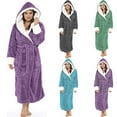 thumbnail image 1 of Peignoir en polaire pour femme - Robe de chambre douce à capuche - Robe de bain moelleuse - M, 1 of 4