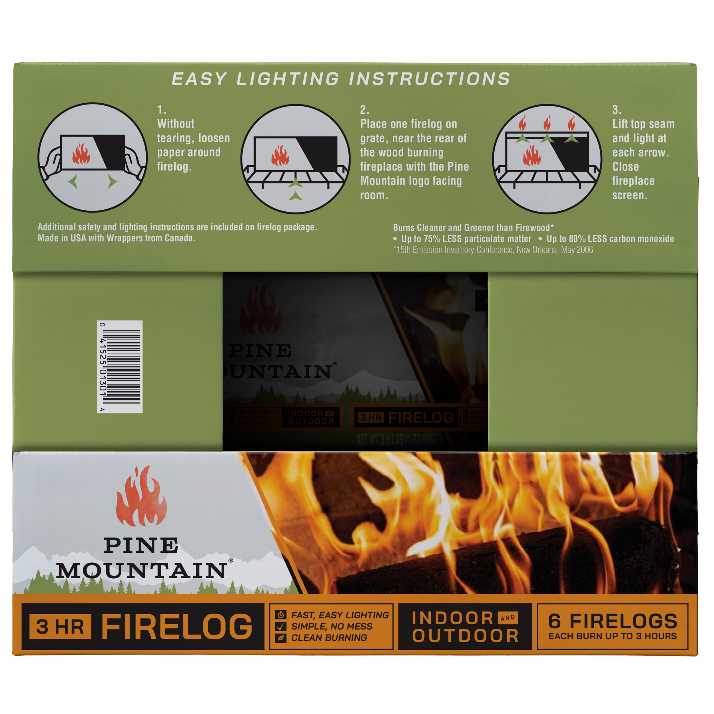 Pine Mountain 501-160-803  3-Hour Firelogs 6-Pack Traditional Fire Logs for sale online 