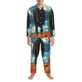 thumbnail image 3 of Lsque Lone Cowboy Desert Scene Pattern Long Sleeve Pajama Set for Men - Soft 2-Piece Sleepwear and Loungewear Set with Pockets, Comfy Nightwear-X-Large, 3 of 7