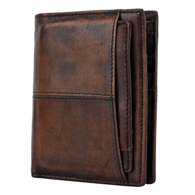Cartera BLESIY de cuero PU para hombre abatible lateral plegable gran capacidad Marrón Oscuro