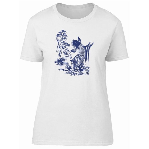 Carp And Wave Blue Ink Tee Men's -Image by Shutterstock