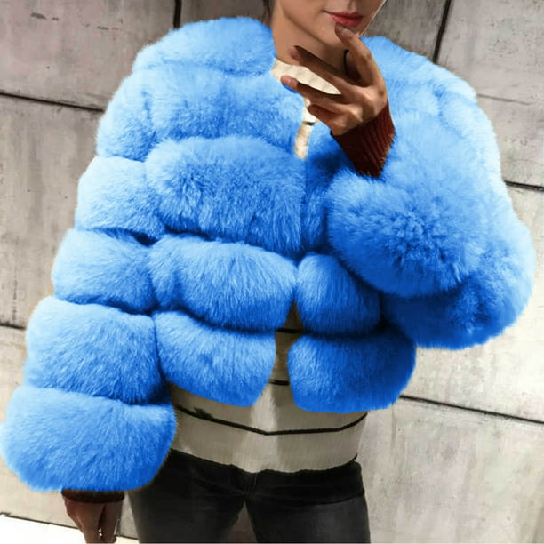 Chaquetas y abrigos casuales de manga larga sin capucha para mujer, de talla grande, de invierno, cálidos, holgados, con cuello alto, de felpa y pelo, de poliéster.