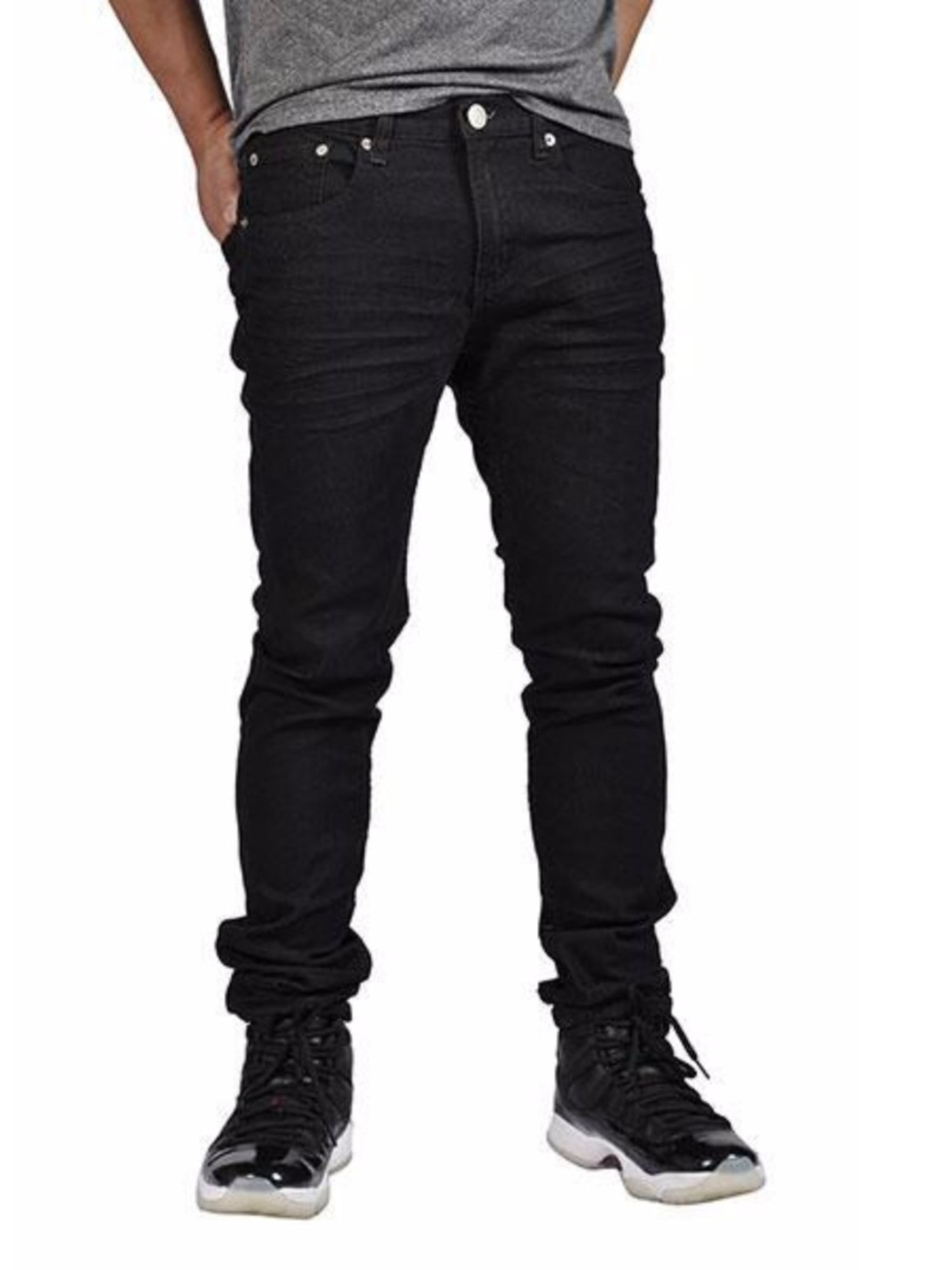 Indigo People Men's Denim Jeans Skinny Fit Tapered Leg 29023 Black ...