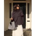 thumbnail image 3 of Bufanda, chaqueta Peacoat Kissonic, de punto extragrande, color café, para mujer, 3 of 6
