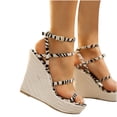 thumbnail image 2 of Sandalias de Verano Wmkox8yii Cuñas Mujer zapatos informales correa cruzada tejido de cuerda Tamaño 39, 2 of 3