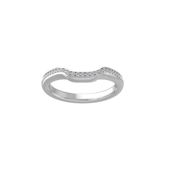 ARAIYA FINE JEWELRY 10K White Gold Diamond Wedding Band Ring (1/10 cttw, I-J Color, I2-I3 Clarity) Size 6.5