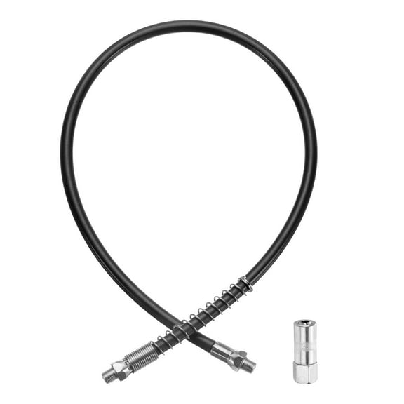 Uxcell Grease Gun Hose Kit 31.5" 10000 PSI Spring Flex High Pressure with Grease Gun Coupler 1/8 NPT Threads Black