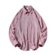 thumbnail image 1 of Camisas s Para Hombre Slim Fit Camisa informal de manga larga con bolsillo y cuello vuelto para hombre, de pana, informal, para otoño (Pink, S), 1 of 7