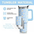 thumbnail image 4 of Stainless Steel 40oz Tumbler with Handle & Straw - Blue Daisy Floral Design, Gift-Ready Water Bottle for Women (1PC), 4 of 6