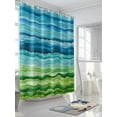 thumbnail image 3 of Green Blue Gradient Shower Curtain Set ，Waterproof Fabric Shower Curtains Mount Decorative Texture Shower Curtains for Bathroom,Bathroom Decor 36"x72", 3 of 6