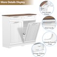 thumbnail image 3 of Double Tilt Out Trash Can Cabinet, 2 x 10 Gallon Hidden Laundry Hamper Cabinet with Storage Drawers, Garbage Can Holder for Kitchen, Bathroom, White, 3 of 13