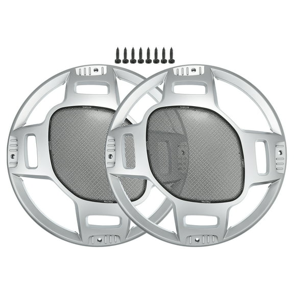 Unique Bargains 2 Pcs 12" Car Speaker Grills Cover Mesh Round Audio Subwoofer Protector w/ Screws Iron Silver Tone Black