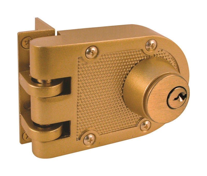 Jimmy-Resistant Deadlock, Diecast, Brass Color, Angle Strike, Double Cylinder