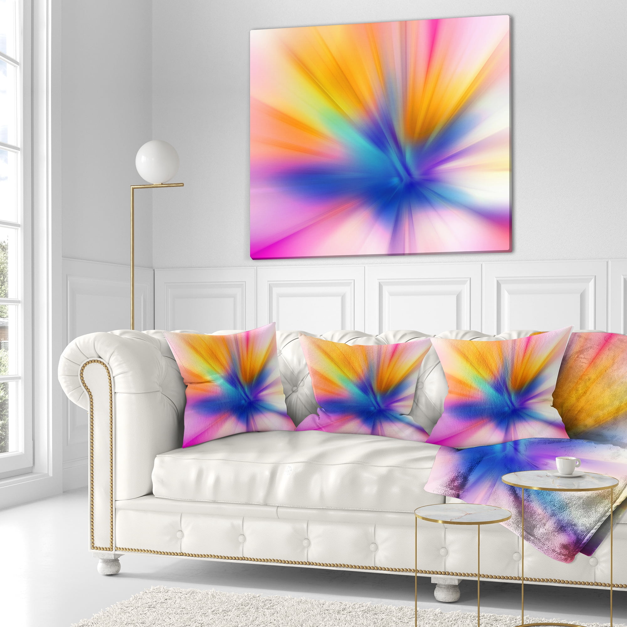 Designart Rays of Speed Yellow - Abstract Throw Pillow - 18x18