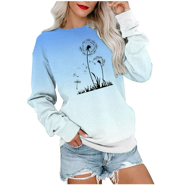 50 % de Rabais Liquidation Chandail en Molleton Surdimensionné pour Femmes 2023 Mode T-shirt Imprimé Manches Longues Blouse Col Rond Hauts Décontractés Chandails en Molleton Chandails à Capuchon