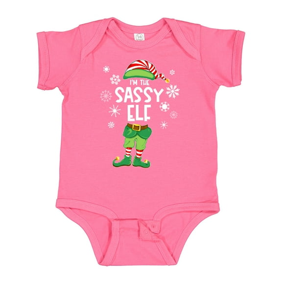 Inktastic Funny Christmas I'm the Sassy Elf with Shoes and Hat Boys or Girls Baby Bodysuit