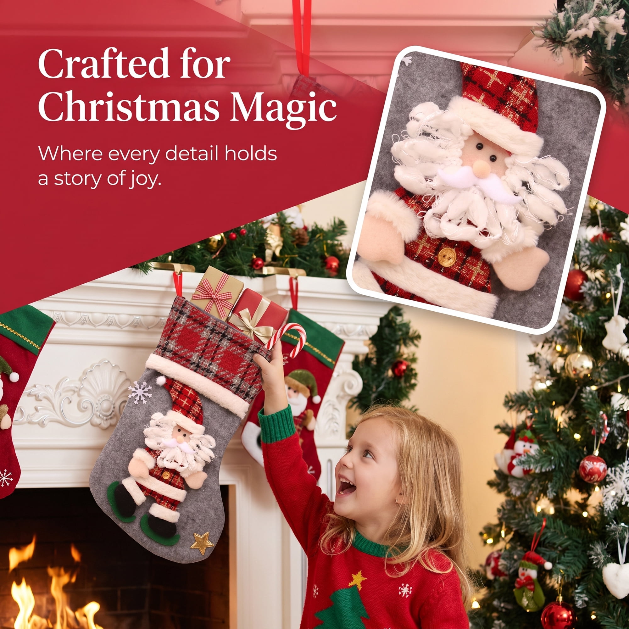 Unique Bargains Adorable Mascot Christmas Stockings Cozy Winter Living Accents Old Man 16"