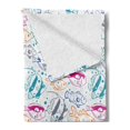 thumbnail image 2 of Fish Soft Flannel Fleece Blanket, Marine Design Ocean Animals Underwater Hand-Drawn in Lively Colors Retro Cartoon Style, Cozy Plush for Indoor and Outdoor Use, 70" x 90", Multicolor, by Ambesonne, 2 of 5